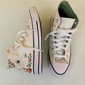 Converse White Floral Embroidered High-Tops